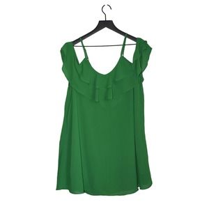 Lulus Chiffon Ruffle Mini Green Dress Size L